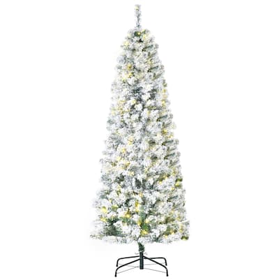 Realistic Snow Flocked Pre-Lit Christmas Tree in 6ft, 7.5ft, 9ft Sizes