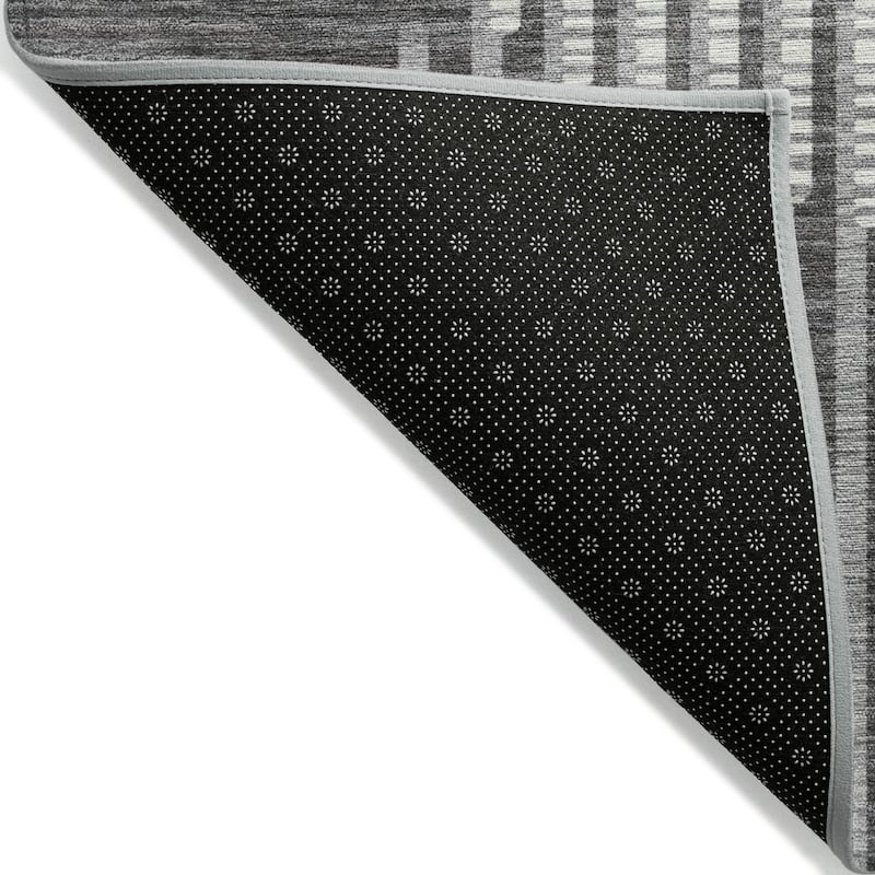 Machine Washable Indoor/ Outdoor Abstract Stripe Chantille Rug