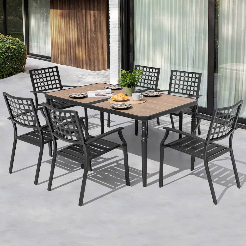 7-Piece Outdoor Dining Set with 6 Chairs and Rectangle Table