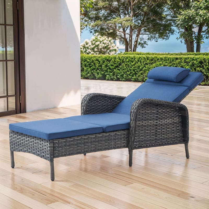 Outdoor Chaise Lounge Chair Adjustable 5-Position - 1-Piece