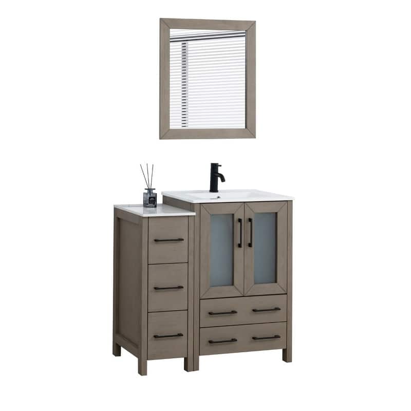 Vanity Art 36-Inch Single Sink Bathroom Vanity with Top & Free Mirror - 36 X 18.1 X 35.8
