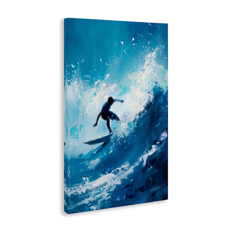 Stupell Surfer & Splashing Wave Canvas Wall Art Design By LSR Design Studio