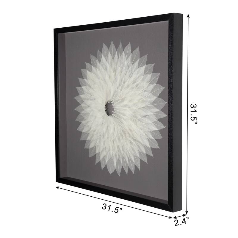 HUJI Magnolia Tree Leaves Blossom Shadow Box Wall Décor