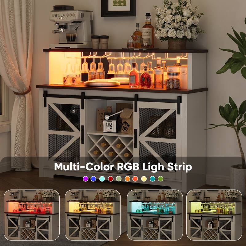 55" Kitchen Storage Buffet Cabinet w/RGB LED Lights