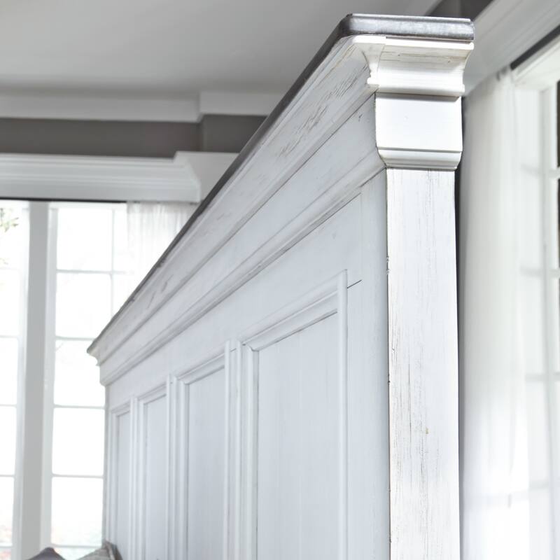 Copper Grove Allyson Park Wirebrushed White Charcoal King Panel Bed