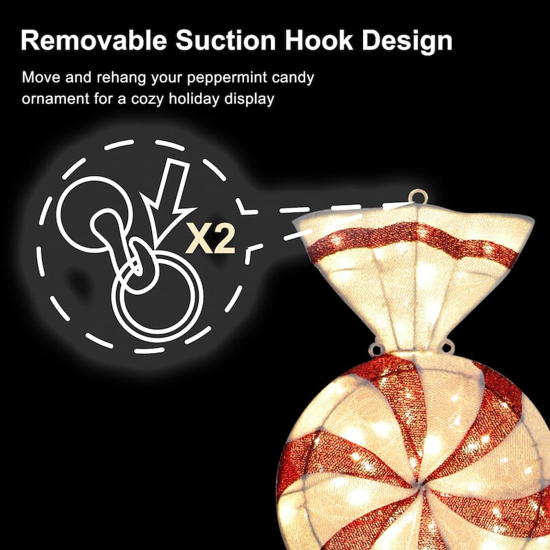 Puleo International 6' Pre-Lit Outdoor Peppermint Candy Pathway Stake Christmas Decor with 74 Warm White Twinkling LED Lights