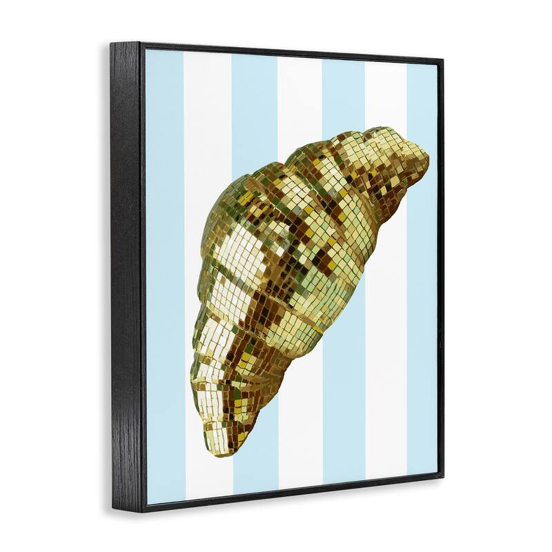 Stupell Disco Croissant & Blue Stripes Framed Giclee Art Design By Lil' Rue
