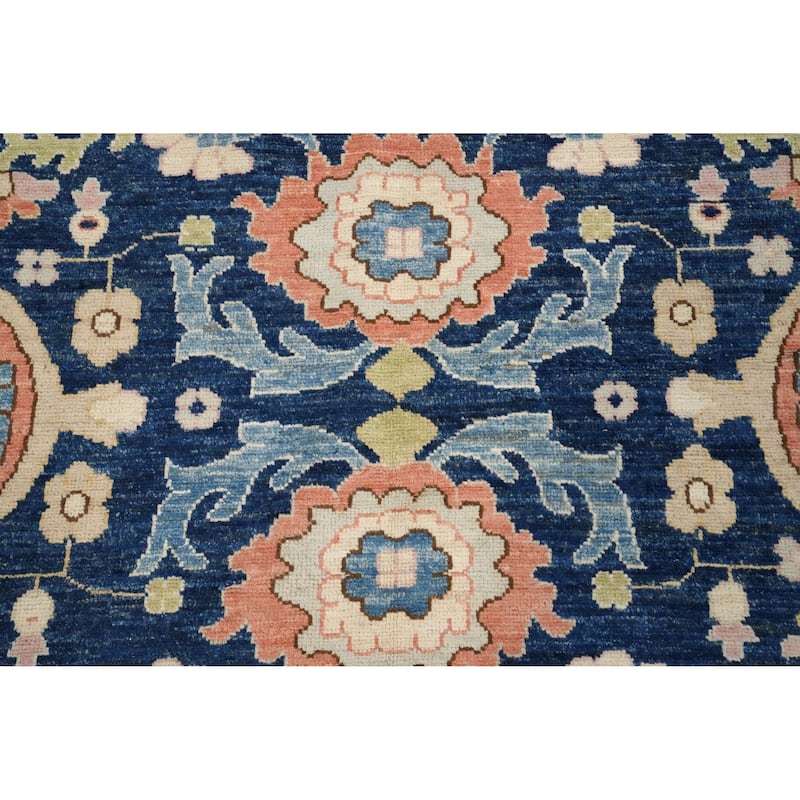 Hand Knotted Oriental 100% Wool Carpet Traditional All-Over Navy Blue & Blues Ziegler Area Rug - 14' 6'' X 12' 2''