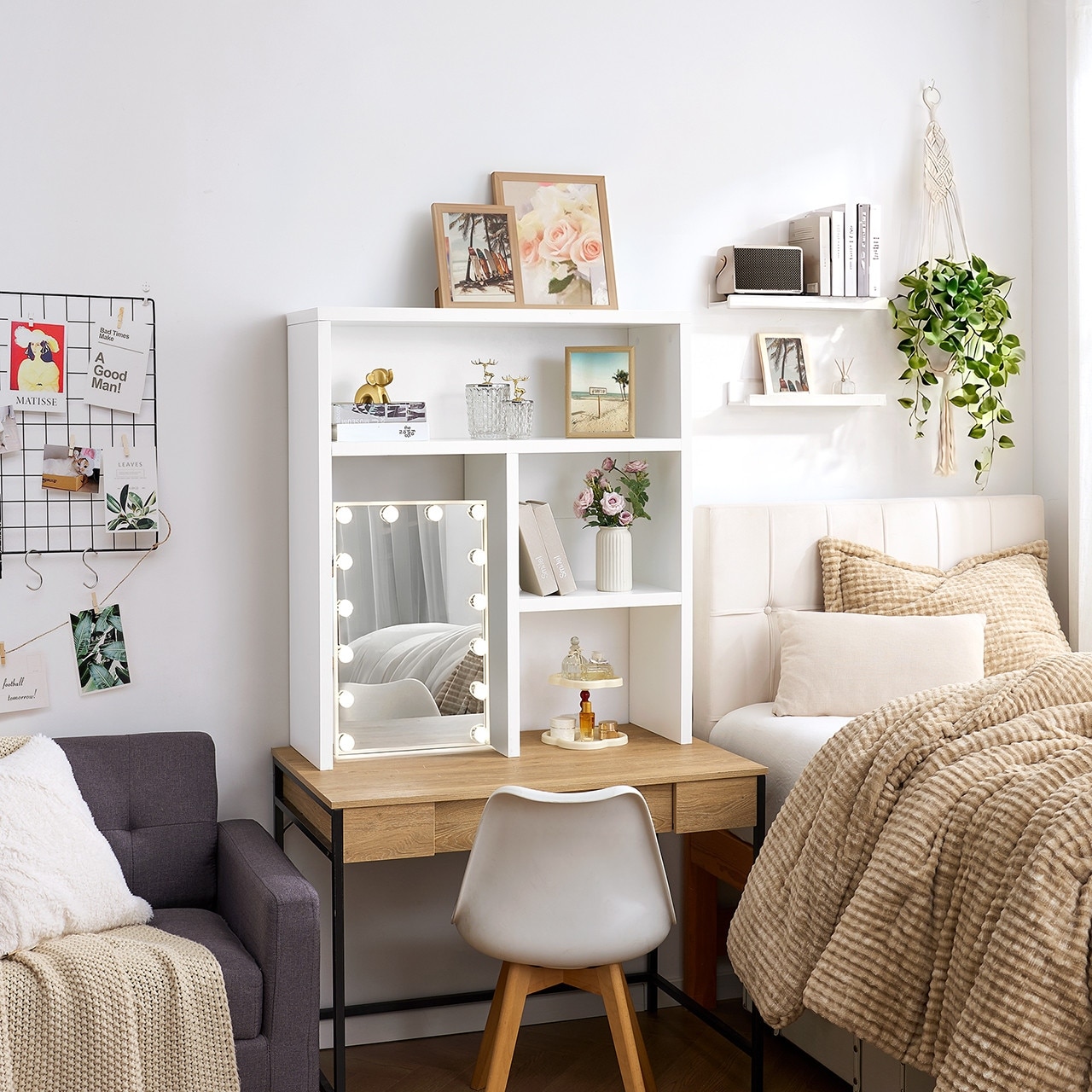 DormCo Yak About It® Honeycomb Thick - White Desk Bookshelf Hutch