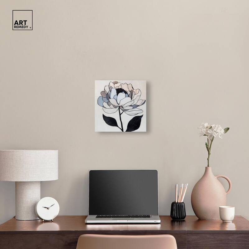 Gray Scale Flower II Canvas by Art Remedy, Gallery Wrapped