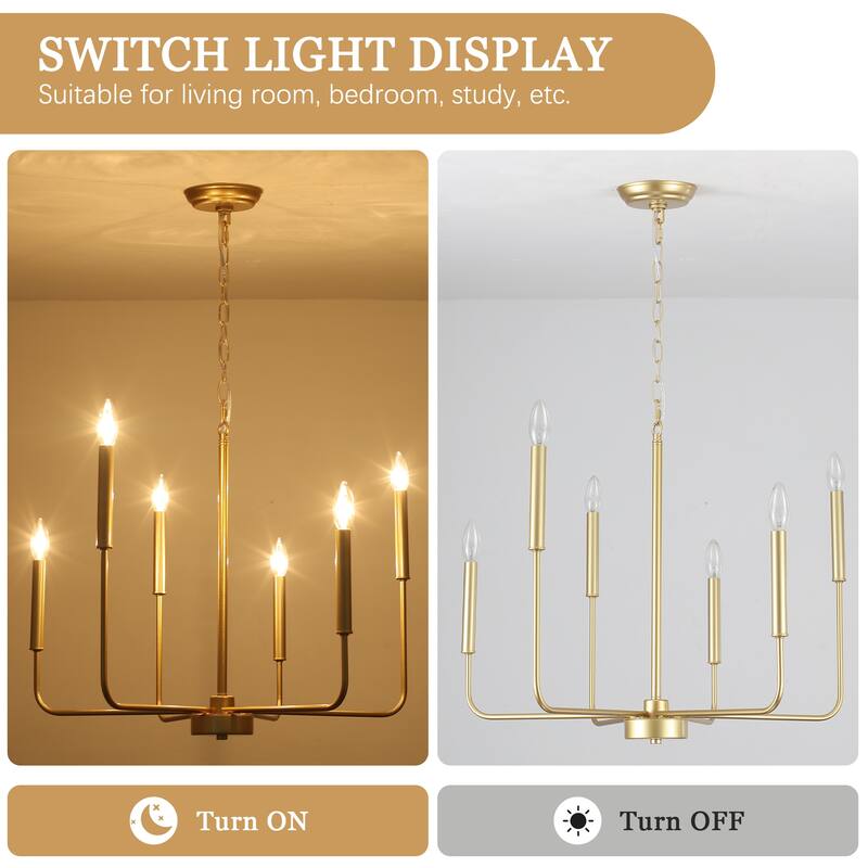 6-Light Candlestick Hanging Linear Chandelier Lighting Ceiling Light for Kitchen Island