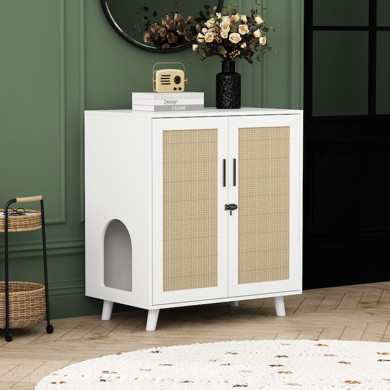 Buffet Cat Litter Box Enclosure Cabinet Hidden Cat Washroom Furniture