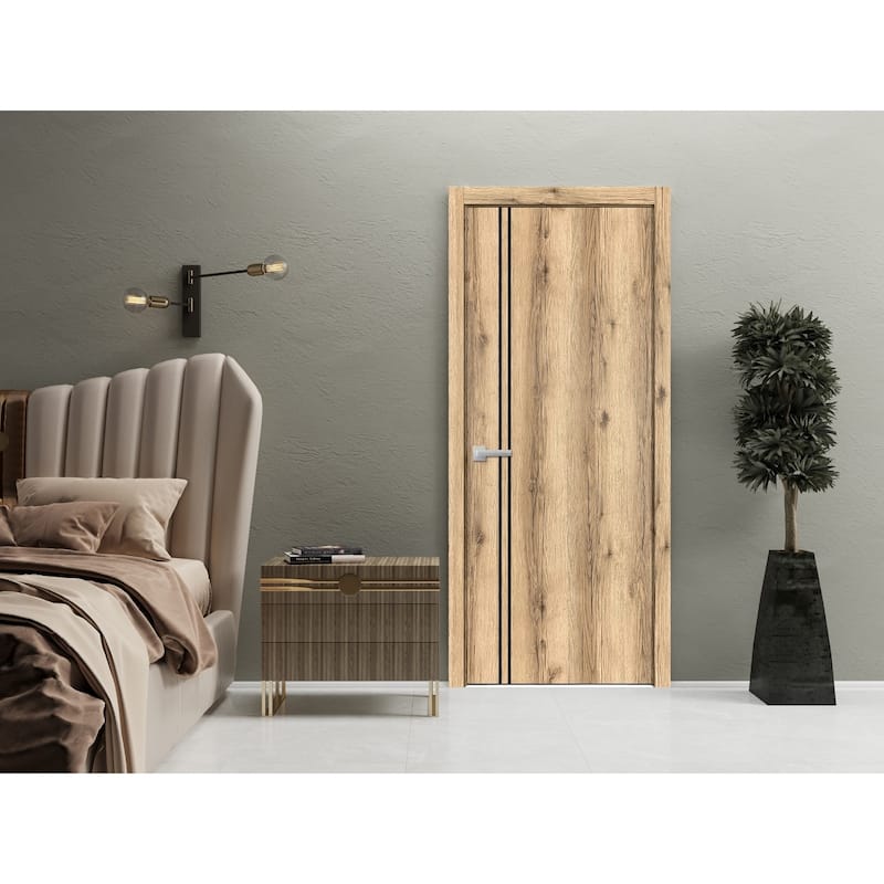 Solid French Double Doors 56 x 80 Planum 0016 Oak with