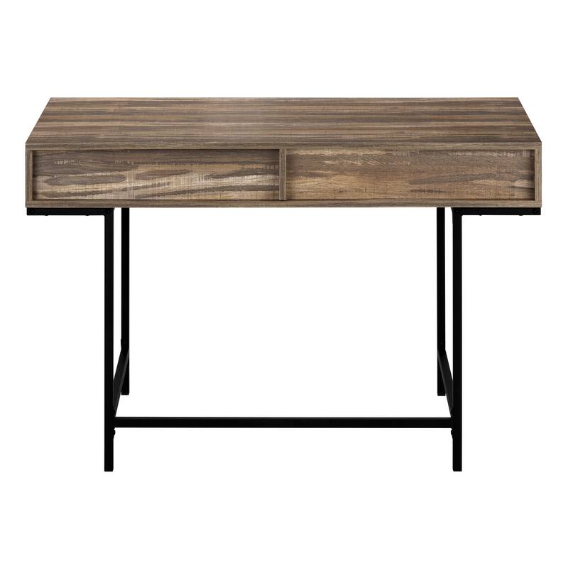 Computer Desk, Home Office, Laptop, Storage Drawers, 48"l, Work, Brown Laminate, Black Metal, Contemporary, Modern