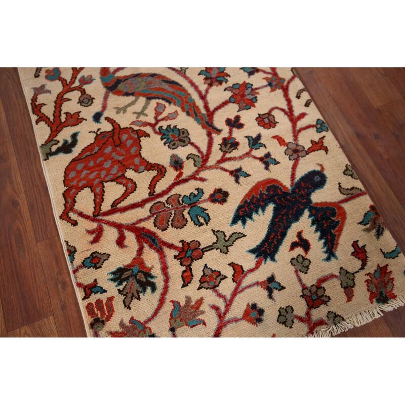 Animals Design Ziegler Foyer Rug Hand-Knotted Oriental Wool Carpet - 2'1" x 3'1"