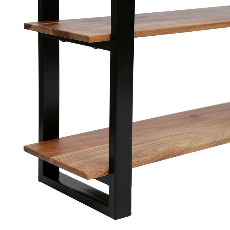 Roomfitters Industrial Console Table, Solid Wood Shelves with Metal Frame, Entryway or Living Room Storage