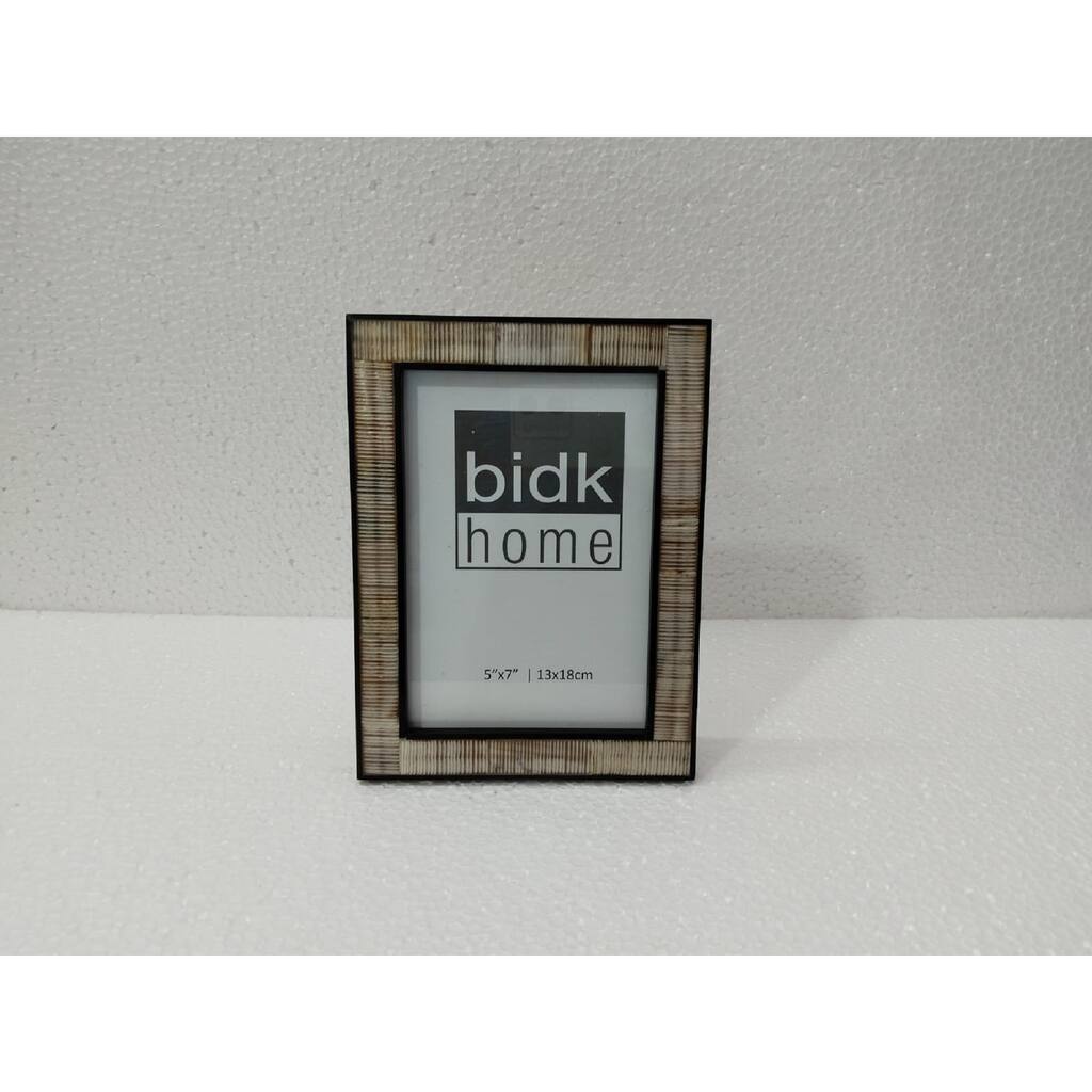 Rectangular Horn Picture Frame - for 5" x 7" Photo - Beige