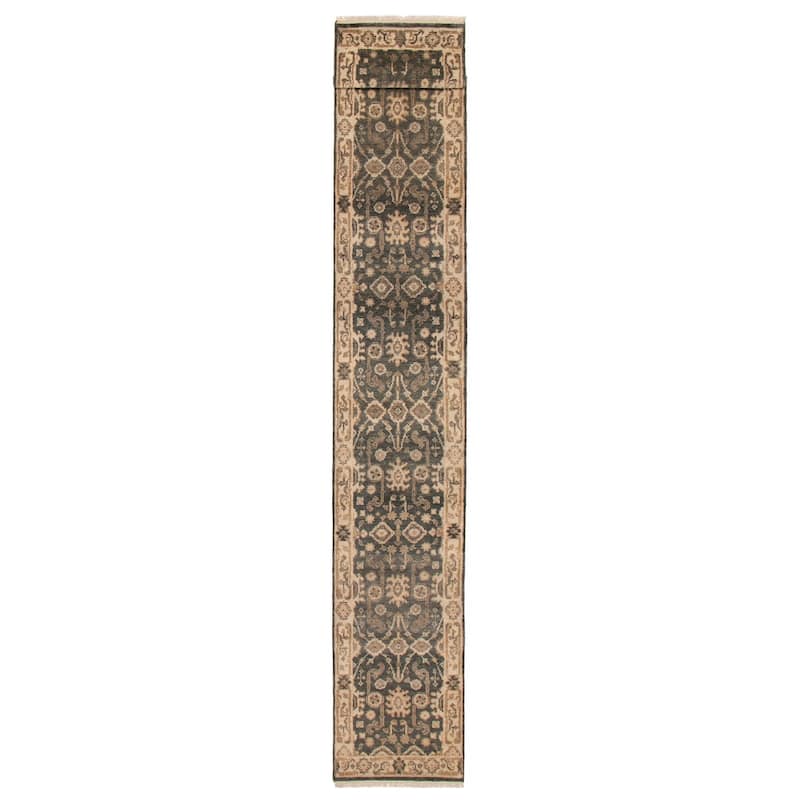 ECARPETGALLERY Hand-knotted Royal Oushak Dark Grey Wool Rug - 2'4 x 18'2 - Dark Grey - 2'4 x 18'2