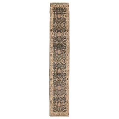 ECARPETGALLERY Hand-knotted Royal Oushak Dark Grey Wool Rug - 2'4 x 18'2