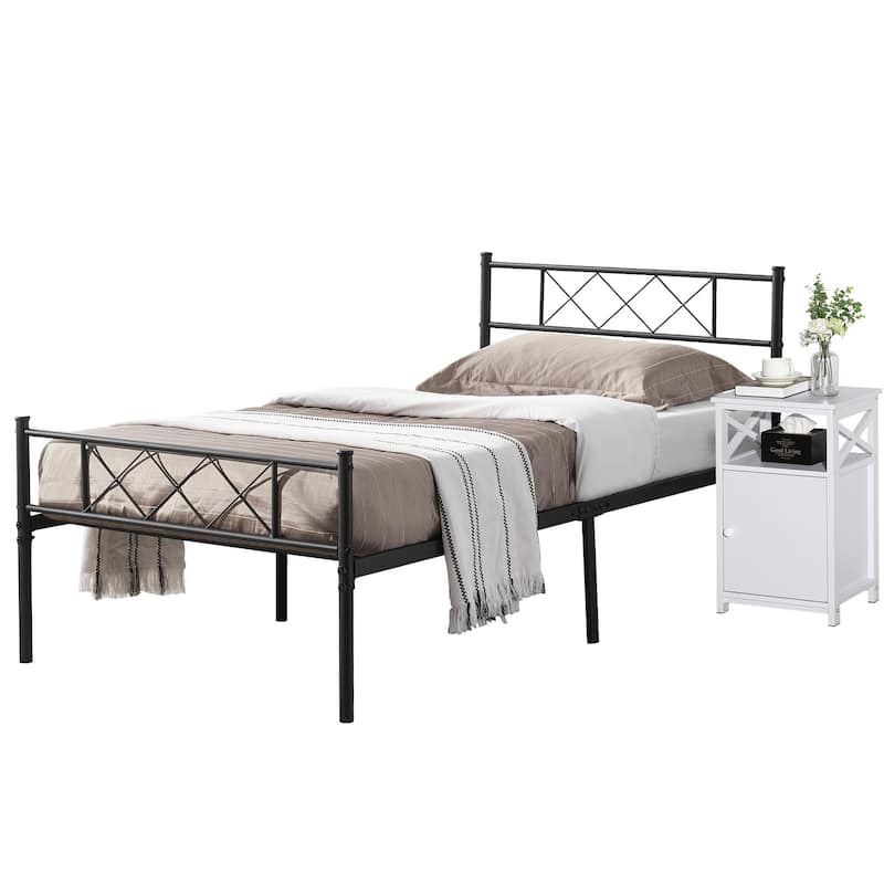Taomika 3-Pieces Platform Bed Frame and Modern Nightstands Sets