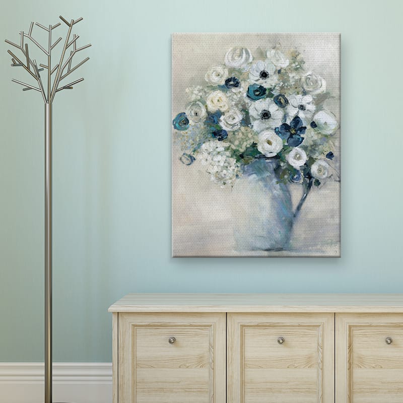 Anemone and Blue by Sally Swatland Canvas Art Print