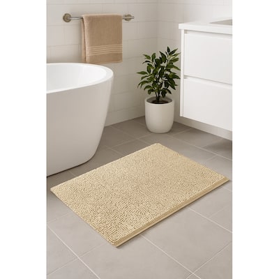 36"x24" - Beige Large Soft Cozy Plush Chenille Bath Mat Bathroom Rug