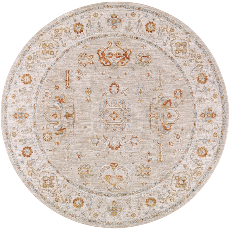 Artistic Weavers Krea Traditional Area Rug - 7'10" Round - Light Grey