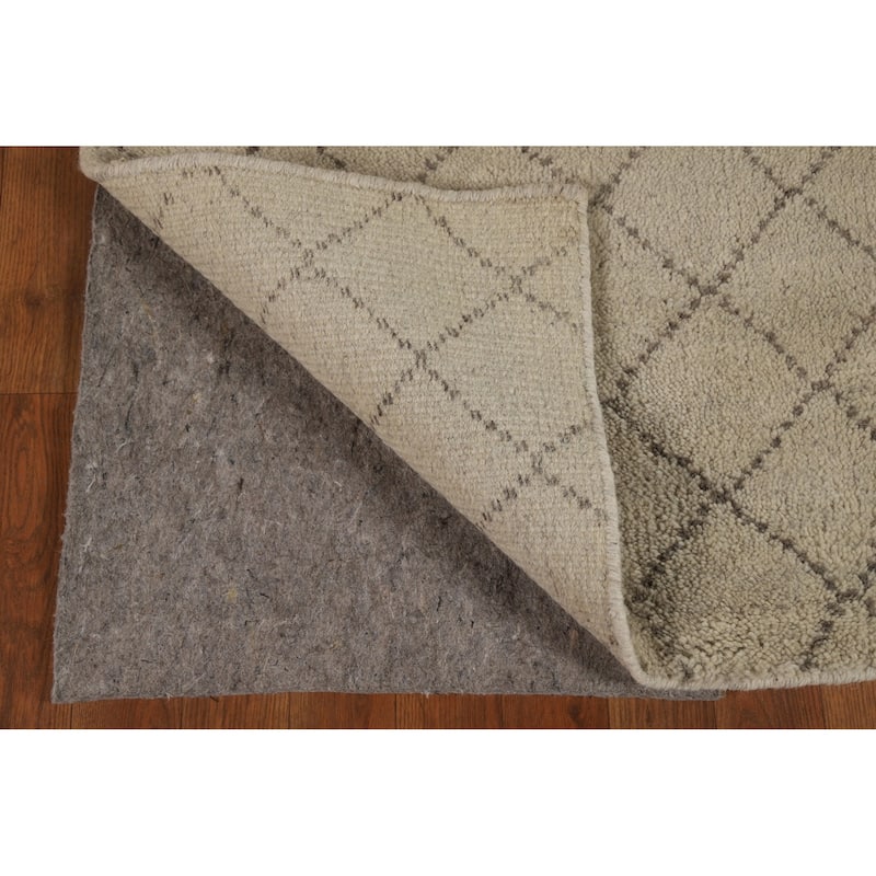 Trellis Moroccan Runner Rug Handmade Oriental Wool Carpet - 2'7" x 7'9"