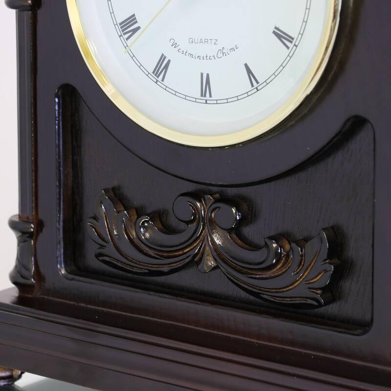 Bedford Clock Collection Decorative Wood Half Circle Mantel Clock
