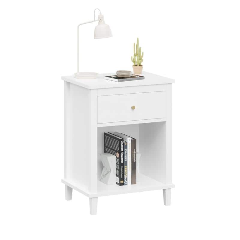 26.77''H Wooden Nightstand with One Drawer One Shelf for Kids