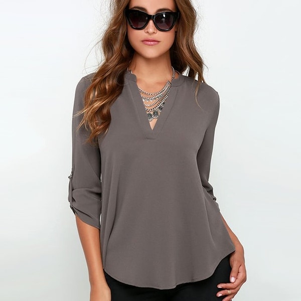 Casual V-neck Chiffon Top