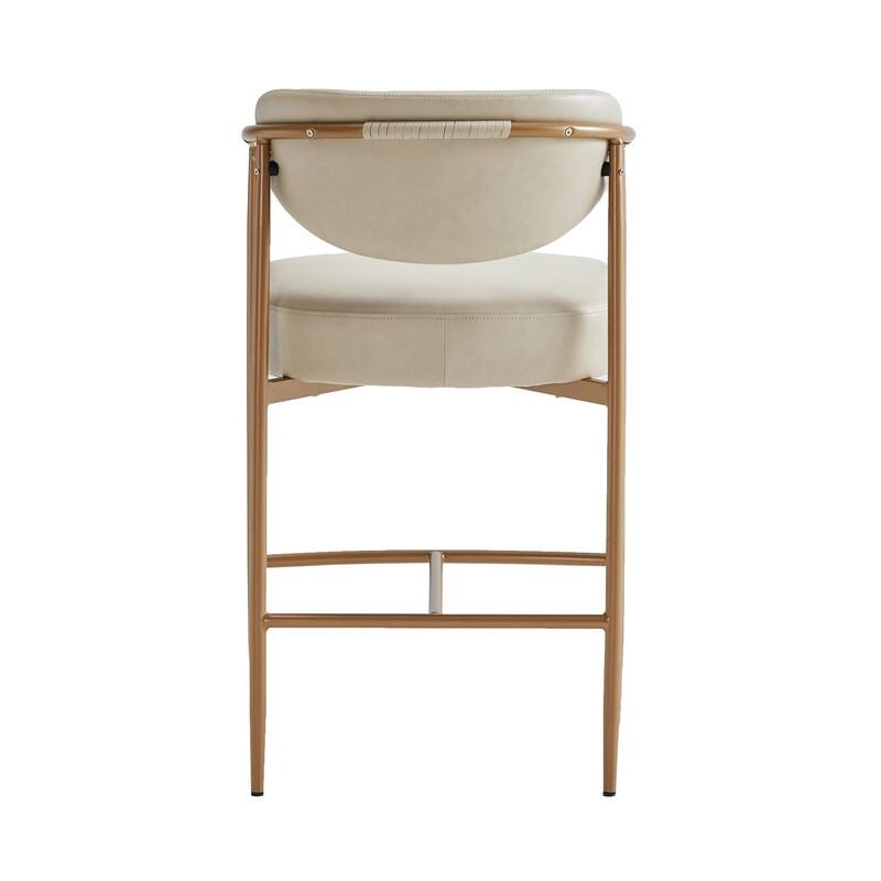 Spruce & Spring Modern Counter Stool with Gold Metal Frame and Woven Strap Arm