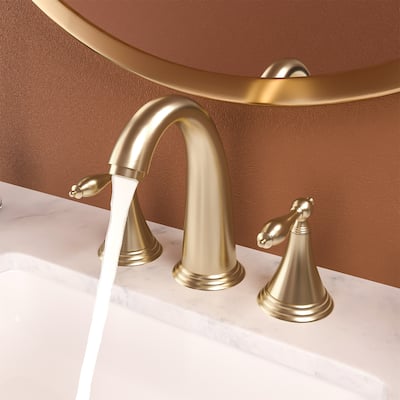 Double Handle 8 in. Widespread Bathroom Faucet 3 Hole Bathroom Sink Faucets Modern Stainless Steel Taps with Drain