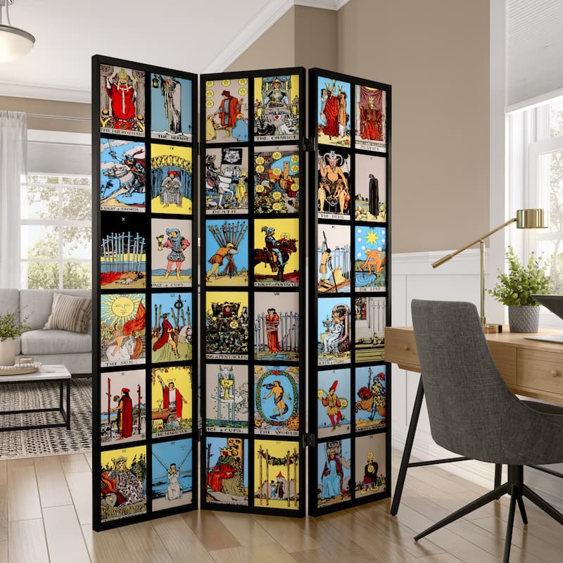 Handmade 6' Double Sided Tarot Canvas Room Divider