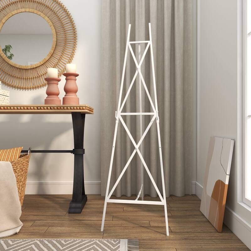 White Metal Tall Adjustable 2 Tier Display Easel with Chain Support