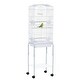 preview thumbnail 1 of 7, PawHut 60" Metal Indoor Bird Cage Starter Kit With Detachable Rolling Stand, Storage Basket, And Accessories White