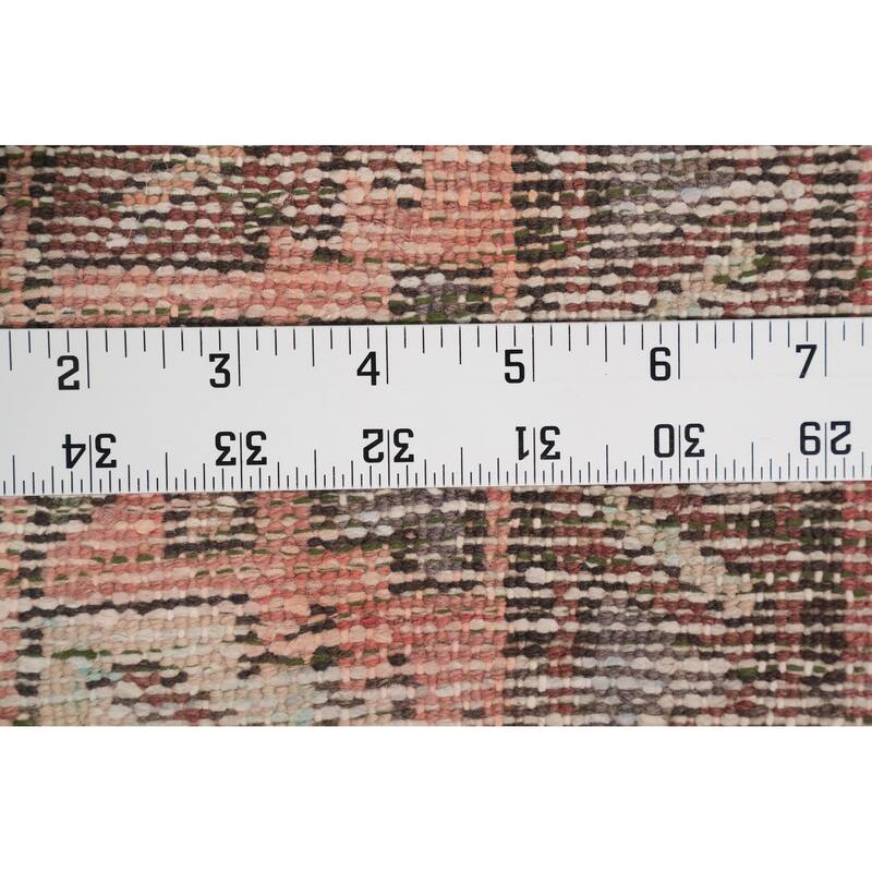Hand Knotted Oriental 100% Wool Carpet Traditional Geometric Pink Hamedan Runner Rug - 9' 8'' X 3' 4''