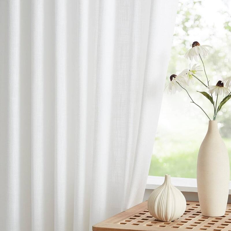 Semi Sheer Curtains Textured Light Filtering Window Curtains