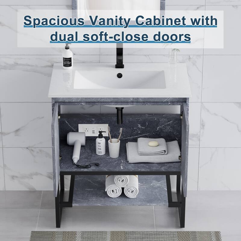 Bathroom Vanity Set Under-mount Ceramic Sink Combo Free Standing