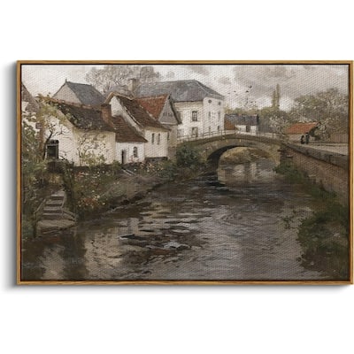 Wall Art Vintage Decor, Landscape Wall Art, Riverside Small Town