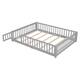 Twin/Full/Queen size Floor Platform Bed with Fence and Door for Kids, Toddlers