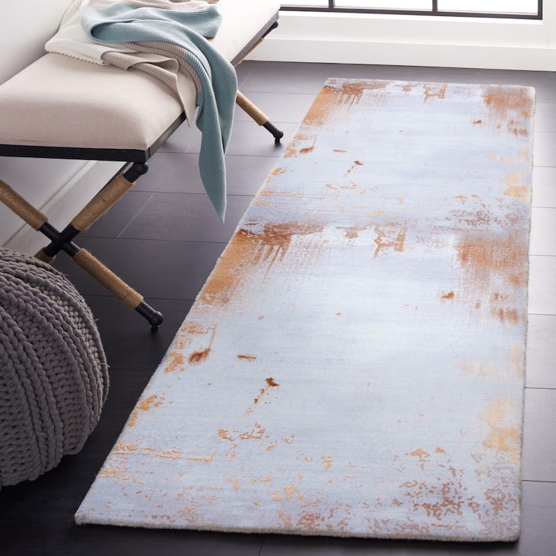 SAFAVIEH Tacoma Machine Washable Slip Resistant Alvena Modern Abstract - 2' 6" x 8' - Grey/Rust - Runner