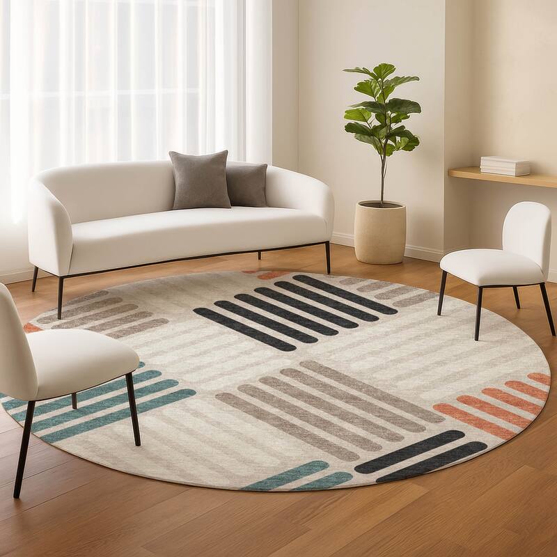 Machine Washable Indoor/ Outdoor Modern Weave Chantille Rug