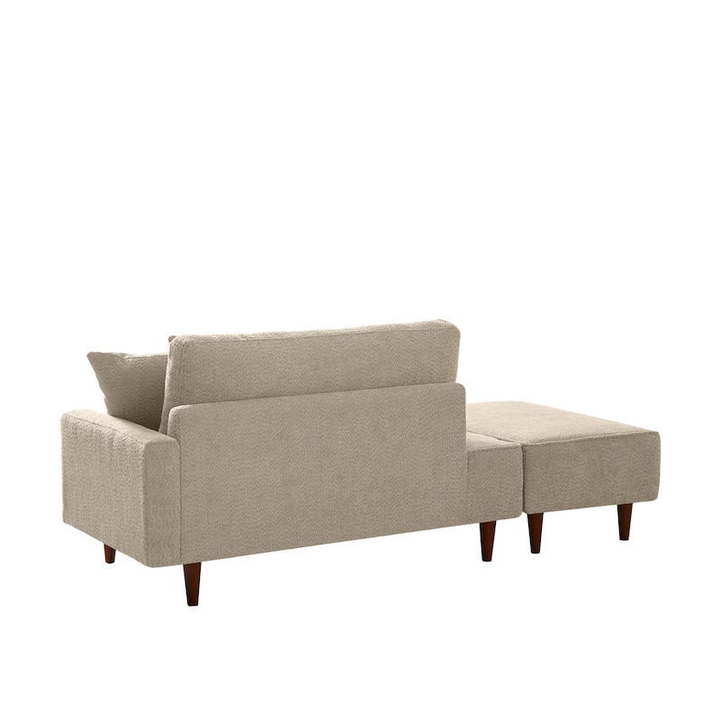 Indoor Chaise Lounge Chair with Ottoman Boucle Upholstered Chaise 2 Throw Pillows Included for Living Room Bedroom