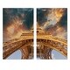 preview thumbnail 9 of 7, Designart "Eiffel Towerin with Sunset Colors" Cityscape Canvas Wall Art Print 2 Piece Set