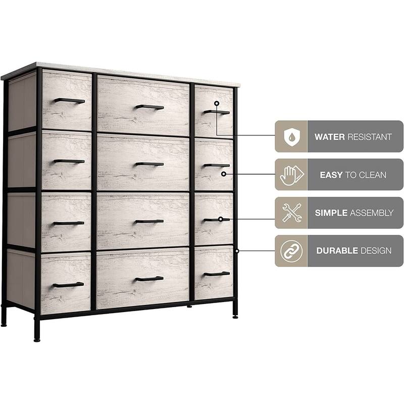 Sorbus Extra Large Chest of 12 Drawers Dresser (Faux Wood - Greige)