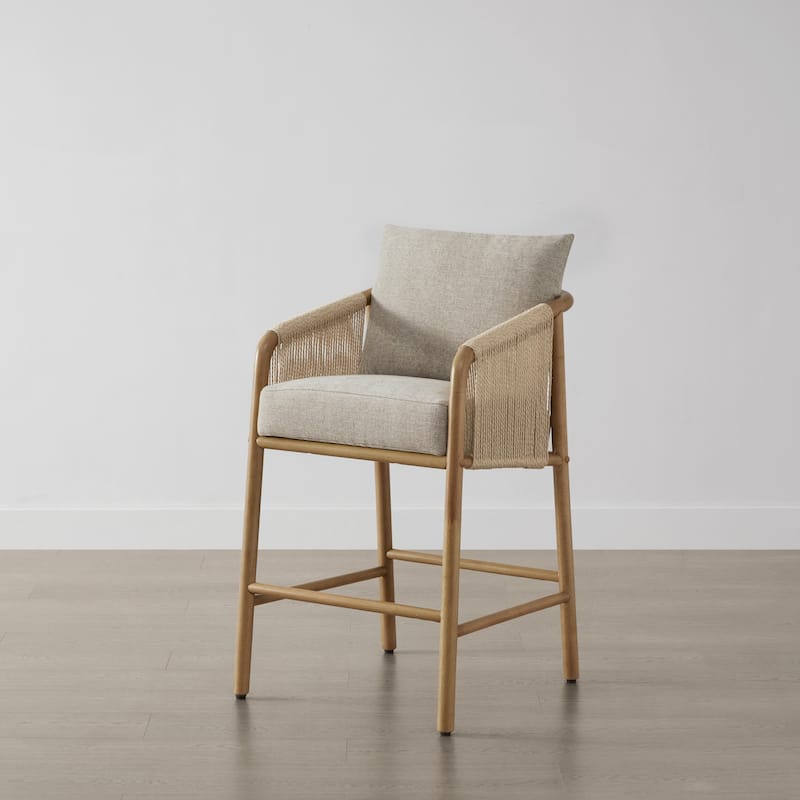 Lynn Counter Height Bar Stool with Braid Wood Arm Set of 2