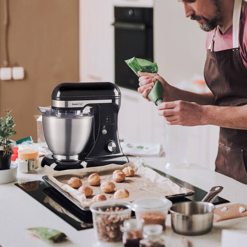 Geek Chef Electric Stand Mixer, 4.8QT 12 Speeds Tilt-head Food Mixer with Dough Hook, Rotary Knob for Home Kitchen Use