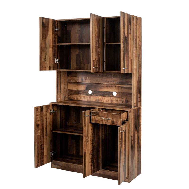 Modern Freestanding Kitchen Pantry Kitchen Cabinet with 6 Doors and 1 Drawer