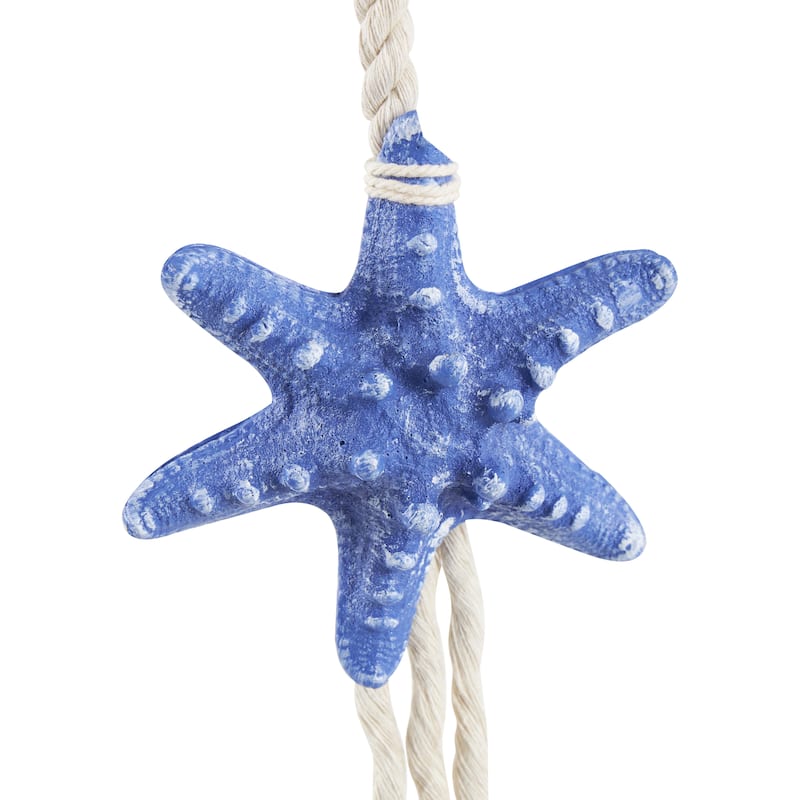 Resin Starfish Handmade Layered Home Wall Decor with White Hanging Rope and Seashell Accents - Cream - Roche River Decor